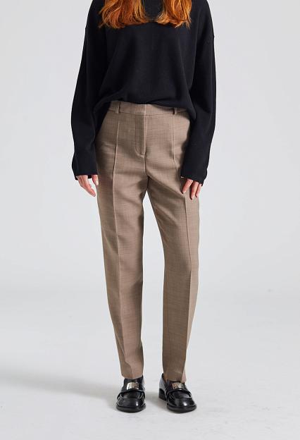 Low-Waist Tailored Trousers Oat Melange