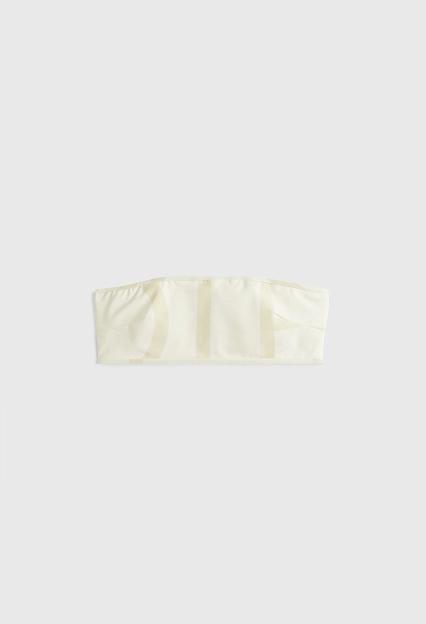 Toteme Monogram Strapless Bikini Top Ecru/Straw