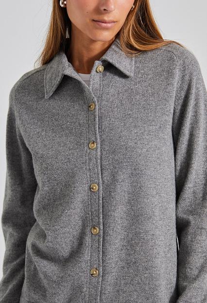 Toteme Raglan-Sleeve Cashmere Shirt Grey Melange