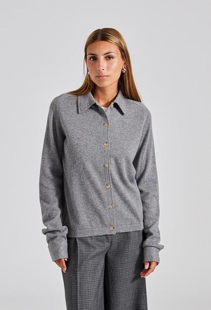 Toteme Raglan-Sleeve Cashmere Shirt Grey Melange