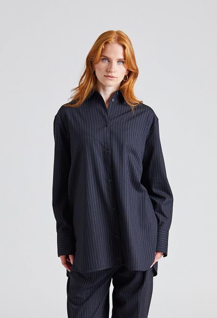 Toteme Relaxed Pinstriped Shirt Navy