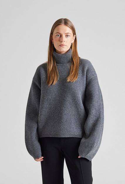 Toteme Ribbed Turtleneck Grey Melange 