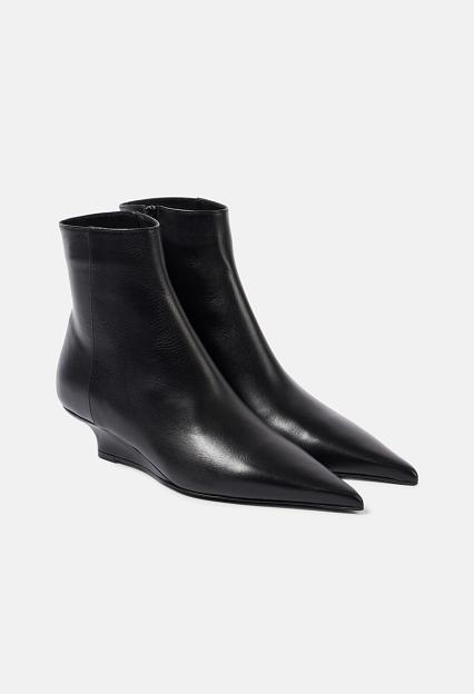 Toteme Sharp Leather Ankle Boots Black