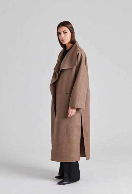 Toteme Signature Wool Cashmere Coat Oak Melange 