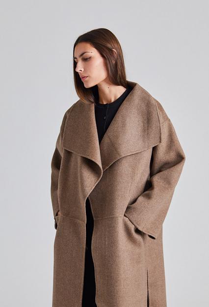 Toteme Signature Wool Cashmere Coat Oak Melange 