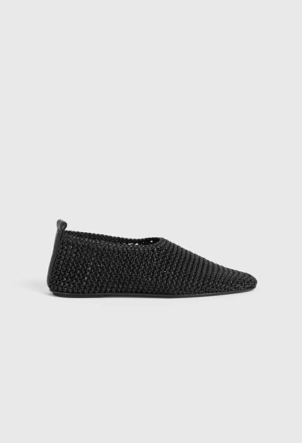 Toteme Woven Leather Ballerinas Black