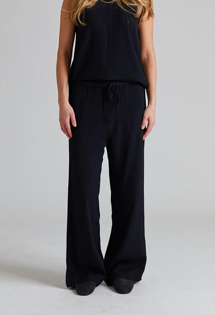 Toteme Woven Stripe Drawstring Trousers Black 