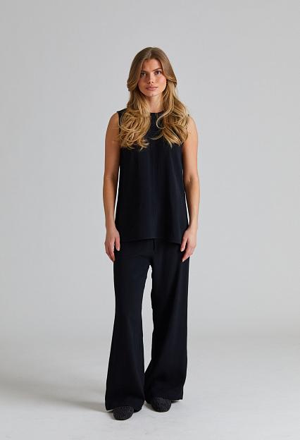 Toteme Woven Stripe Drawstring Trousers Black 