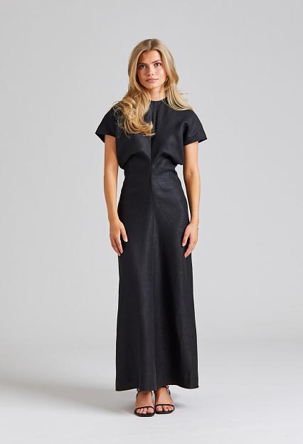 Toteme Slouch Waist Dress Linen Blend Black