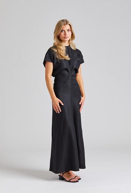 Toteme Slouch Waist Dress Linen Blend Black