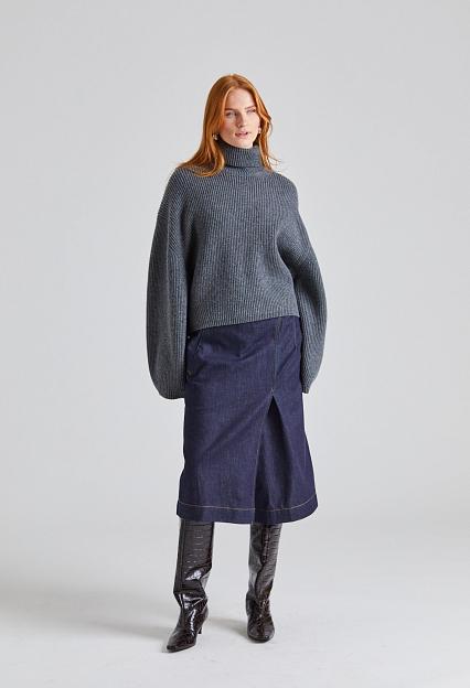 Victoria Beckham Denim Wrap Detail Skirt Dark Indigo Raw