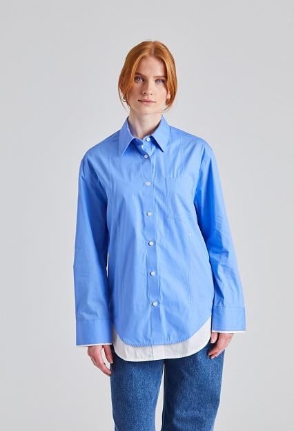 Victoria Beckham Double-Leayer Shirt Oxford Blue