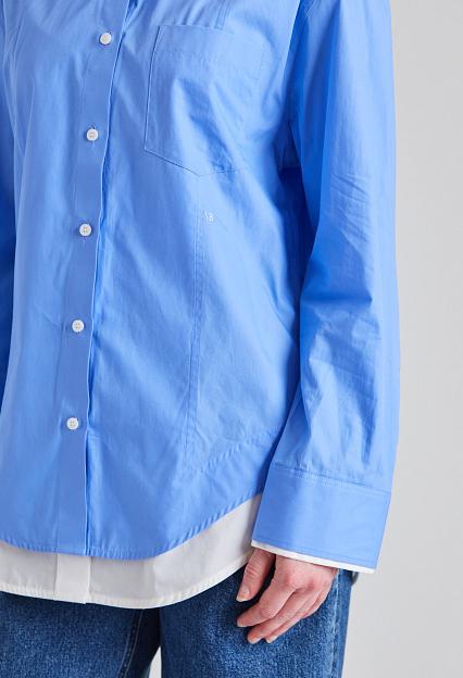 Victoria Beckham Double-Leayer Shirt Oxford Blue