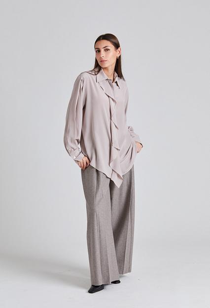 Victoria Beckham Asymmetric Ruffle Blouse Heather 