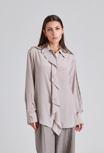 Victoria Beckham Asymmetric Ruffle Blouse Heather 