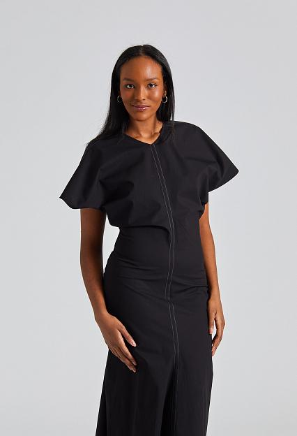 Victoria Beckham Drape Shoulder Dress Black 