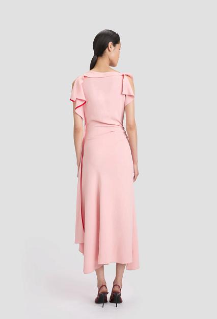 Victoria Beckham Drape Sleeve Midi Dress Antique Pink