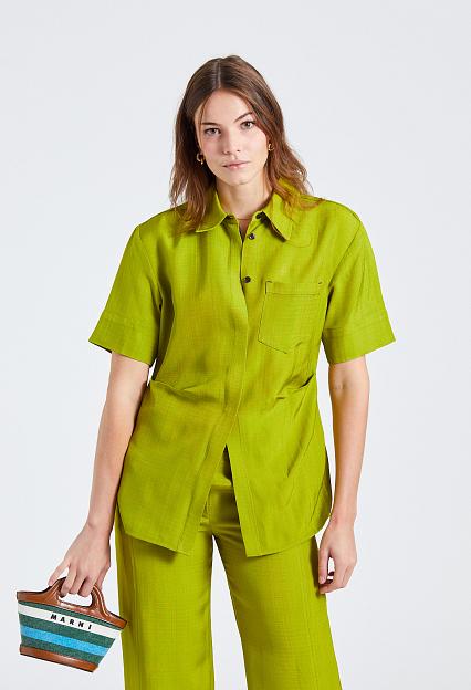 Victoria Beckham Fitted Short Sleeve Shirt Parrot Green