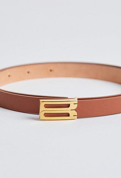 Victoria Beckham Micro Frame Belt Tan Smooth Leather