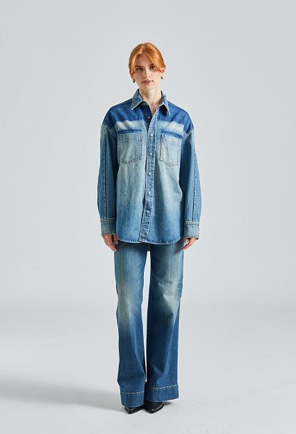 Victoria Beckham Oversized Denim Shirt Broken Vintage Wash