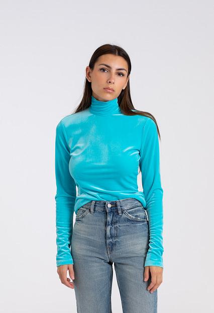 Victoria Beckham Polo Neck Top Blue