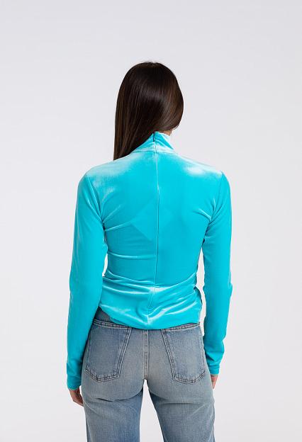 Victoria Beckham Polo Neck Top Blue