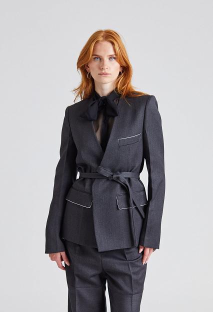Victoria Beckham Shrunken Collarless Jacket Charcoal
