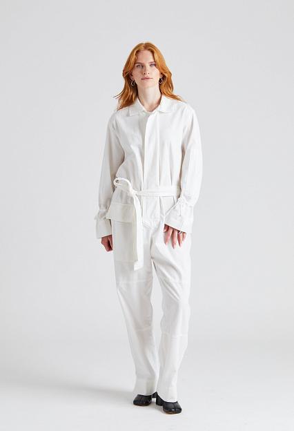 Victoria Beckham Utility Jumpsuit Washed White 