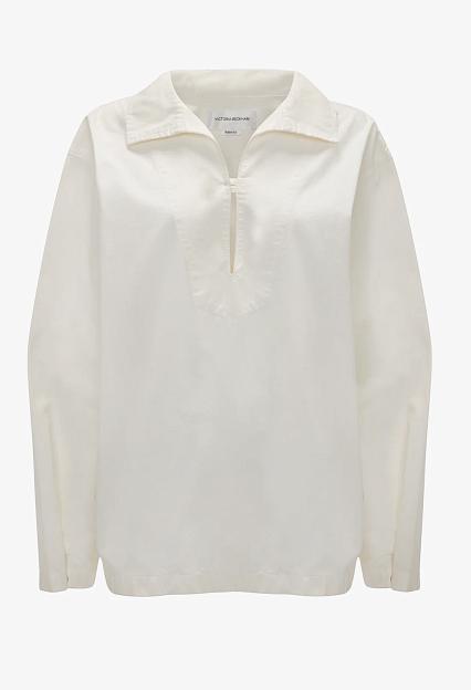 Victoria Beckham Tab Detail Denim Top Washed White
