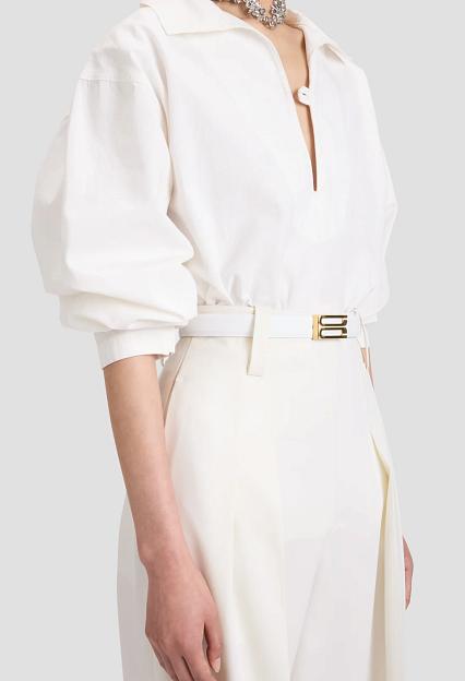 Victoria Beckham Tab Detail Denim Top Washed White