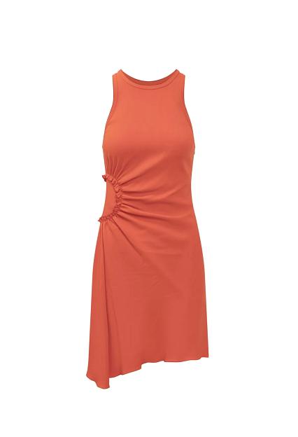 Victoria Beckham Sleeveless Gather Detail Mini Dress Scarlet