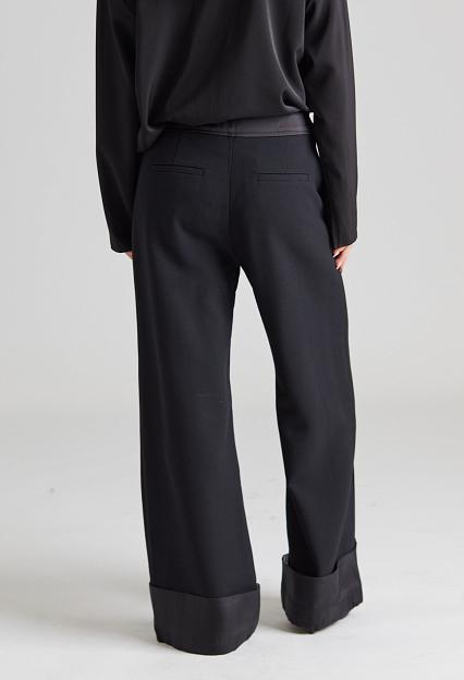 Viktoria Chan Cosmos Wide Leg Wool Trousers Black 