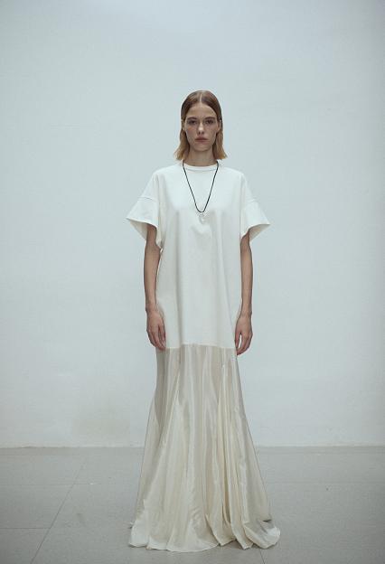 Viktoria Chan Irene Oversized Flared Dress Ivory