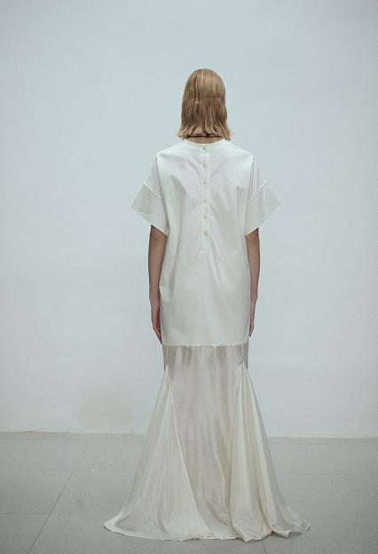 Viktoria Chan Irene Oversized Flared Dress Ivory
