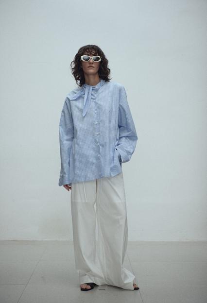 Viktoria Chan Kaz Cheque Shirt Blue