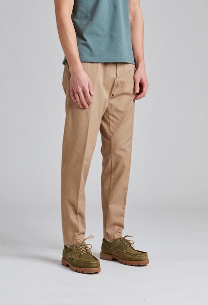 White Sand Greg Cotton Linen Trouser Brown