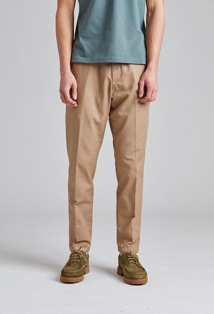 White Sand Greg Cotton Linen Trouser Brown