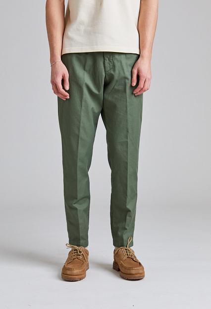 White Sand Greg Cotton Linen Trouser Green