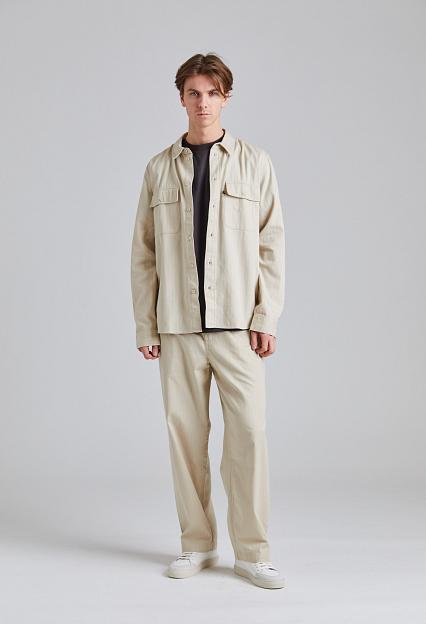 Wood Wood WWAxl Herringbone Shirt Sand Grey
