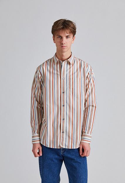 Wood Wood WWNico Shirt Stripe Silver Grey