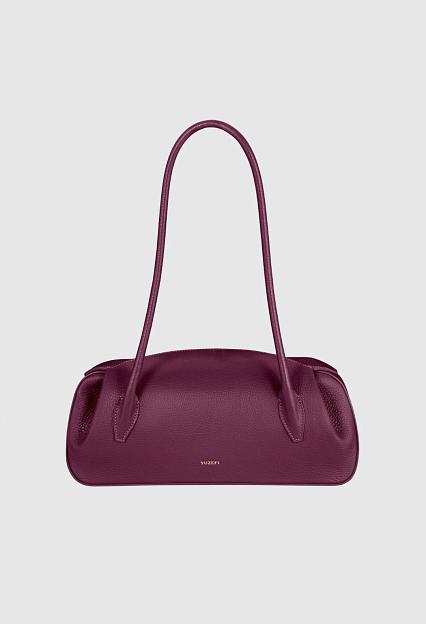 YUZEFI Oyster Shoulder Bag Pebble Grain Wine