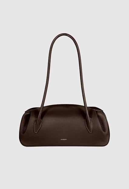 YUZEFI Oyster Shoulder Bag Pebble Grain Espresso