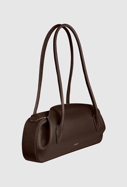 YUZEFI Oyster Shoulder Bag Pebble Grain Espresso