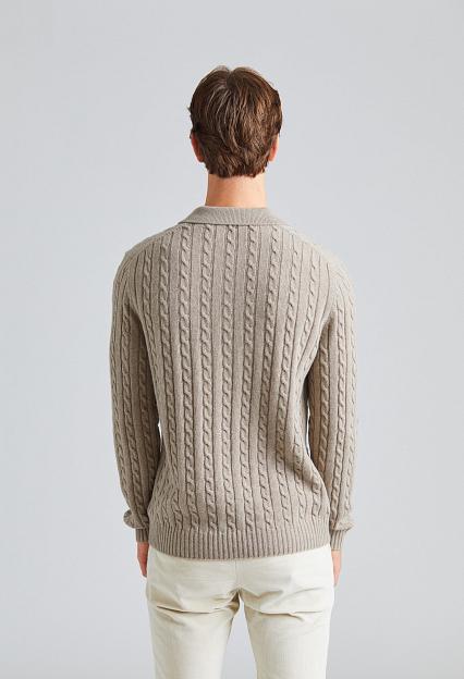 ZANONE Cable Knit Polo Sweater Beige