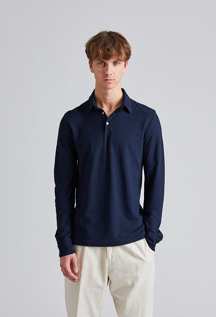 ZANONE Ice Cotton LS Polo Shirt Navy