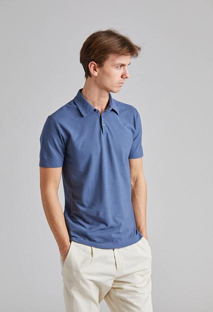 ZANONE Ice Cotton Polo Shirt Denim