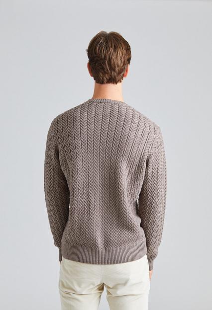 ZANONE Roundneck Herringbone Sweater Latte