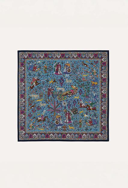 Drakes Floral Moghul Bandana Navy, Blue & Magenta