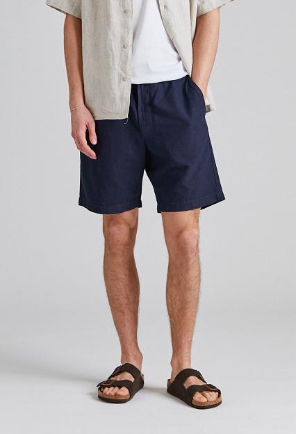 Norse Projects Ezra Relaxed Cotton Linen Short Dark Navy