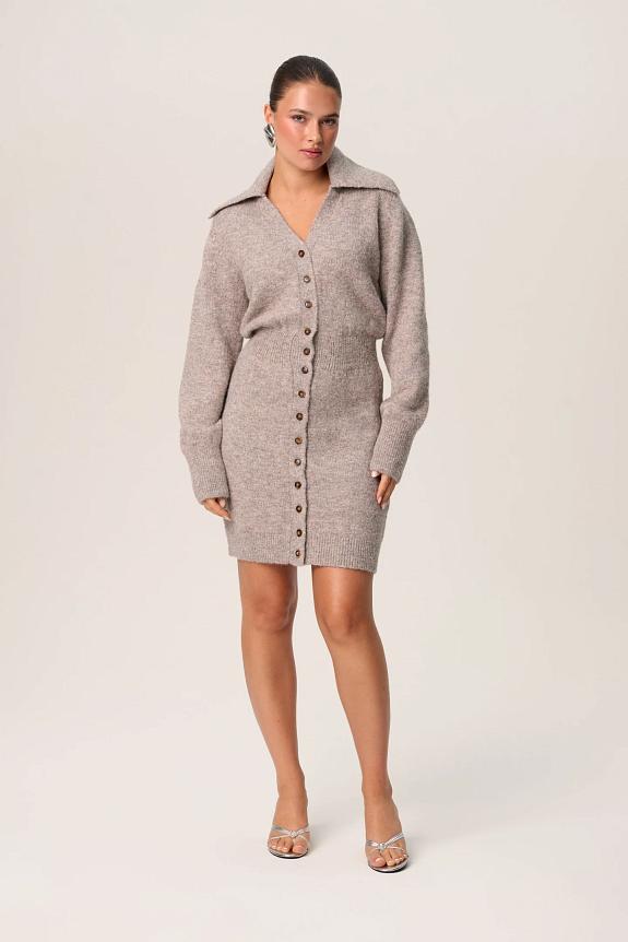 Adoore Bern Knitted Mini Dress Beige-1